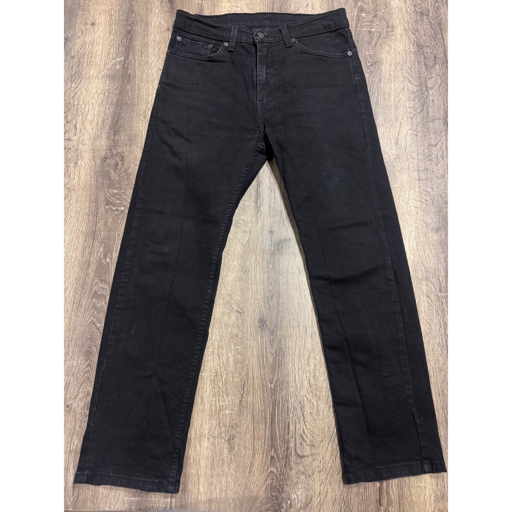Levis 505 Regular Fit Black Jeans Mens W32 L30 Straight Leg Denim 00505-1469